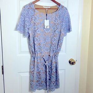 Diane Von Furstenberg Amal Lilac Lace Crystal Detail Drop Waist Dress MSRP $548